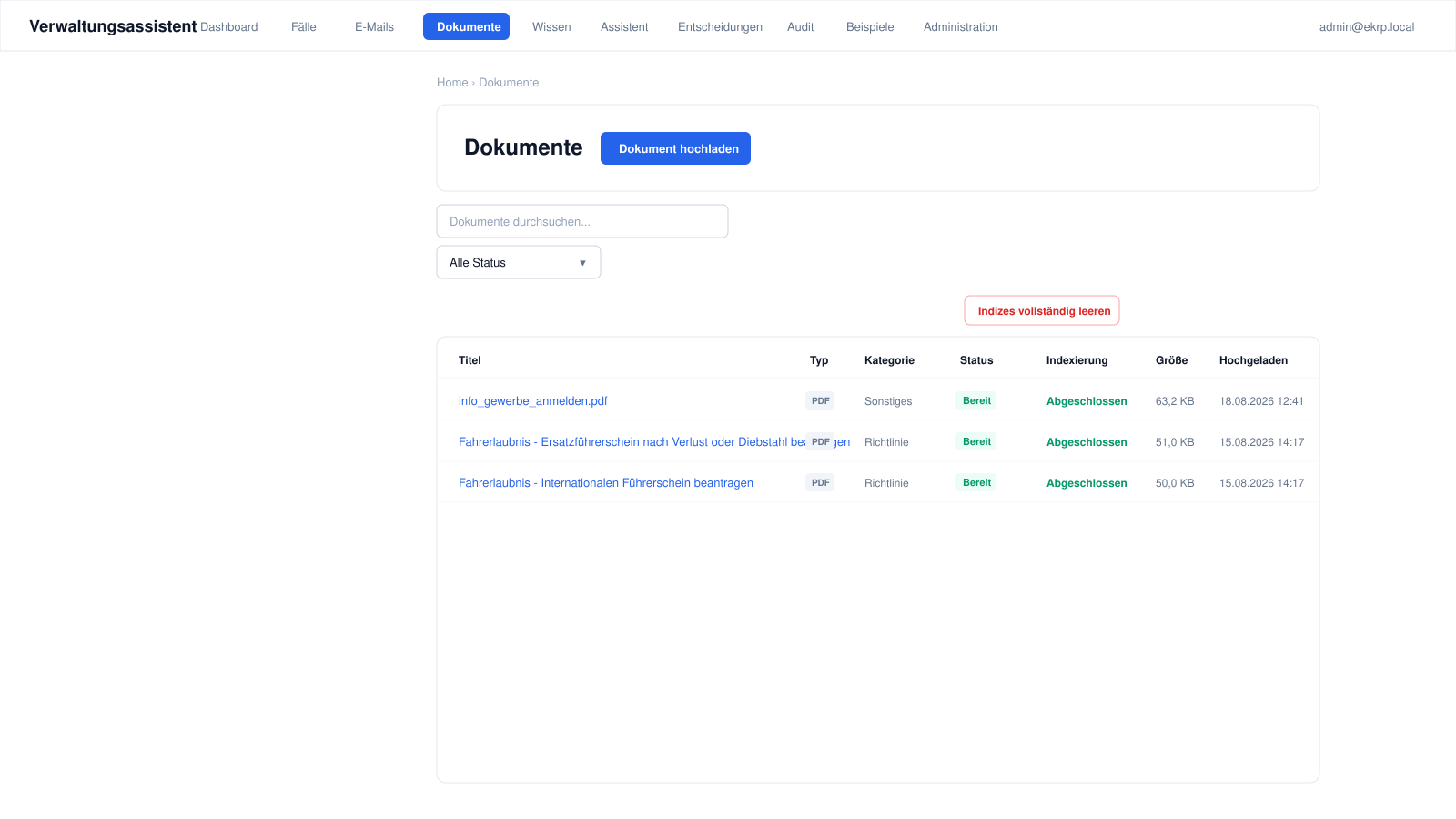 Document Indexing and Management Interface